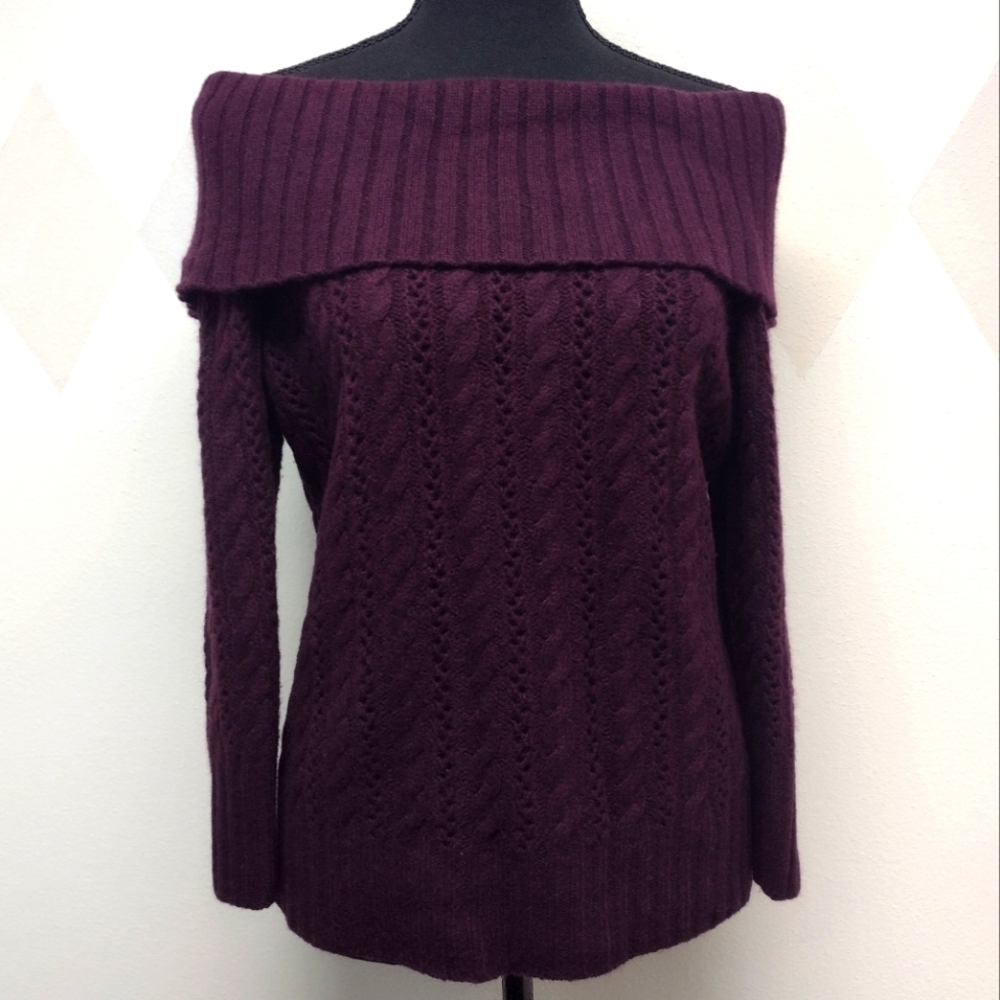 Express Deep Purple Off-Shoulder Sweater